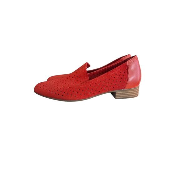 Clarks Womens Juliet Hayes Loafers Flats Size 9 Minimalist Comfort Slip On Red - Picture 6 of 12